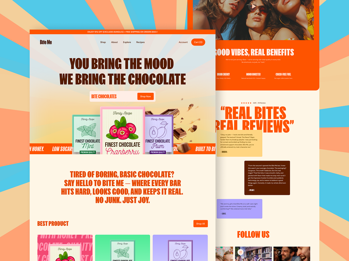 Bite Me – Chocolate Landing Page Design
