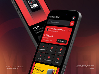 Yoowifi: Travel Wifi | Virtual eSim & Data Management App Design b2b data plan e sim esim app esim mobile app esim mobile app ui global esim international sim card network ui pocket wifi service provider app sim sim card telco telecom service peovider telecom ui telecommunication uiux