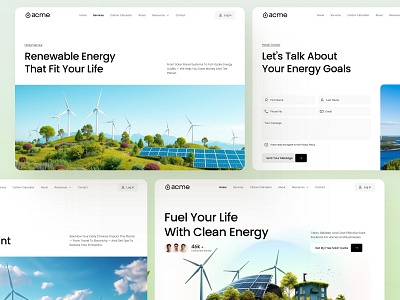 Renewable Energy Website – Solar & Wind Solutions clean energy climate action eco design eco friendly web energy efficiency environmental web green energy green tech ui landing page modern ui design renewable energy solar power solar website sustainability sustainable living ui design ux design web design wind energy site wind power