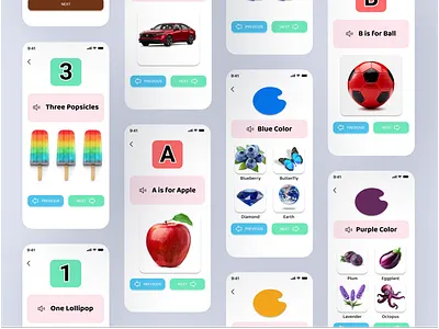 Gamified Mobile App UI/UX Design for Kids Learning – Made in Fig illustrator