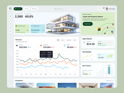 AssetFinder — Real Estate CRM Dashboard for Smarter Management ai powered dashboard b2b business crm crm dashboard crm web app dashboard ui dashboard ux design for conversation property protech real estate real estate technology saas saas app service user interface web web app web app design