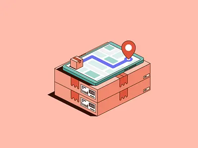 Delivery Locations - Isometric Illustrations box branding courier delivery delivery app design ecommerce gps illustration isometric location pin logistics maps package route shipping tracking transportations ux vector