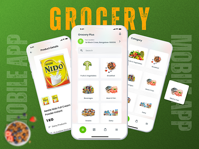 Modern Grocery Mobile App UI Design | Apptechies appdesign ecommerceapp foodapp groceryapp grocerydelivery grocerydesign groceryui mobileappdesign modernui onlineshopping productdesign shoppingapp uiux uxdesign