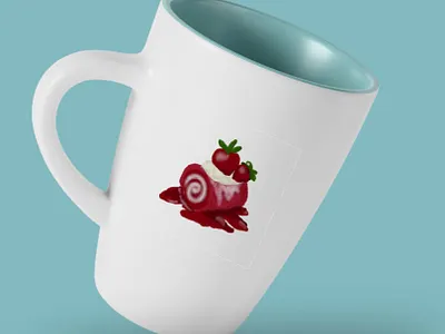 Strawberry Roll Cake Illustration rolled cake