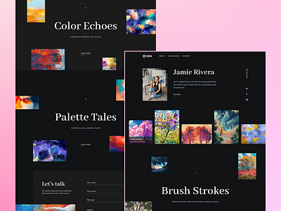 Artist's showcase gallery animation custom creatives design illustration logo paralax showcase ui uiux design ux website wed design