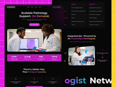 Diagnexia Landing Page UX UI Design cro dark mode design graphic design landing page logo medical shine ui ux ui design website