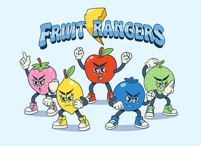 Fruit Rangers — Heroic Mascot Squad brand design cartoon cartoon logo cartoon mascot character design character illustration cute logo cute mascot design packaging fruits cartoon fruits illustration fruits packaging illustration mascot character mascot fruits mascot logo product packaging retro cartoon vintage cartoon