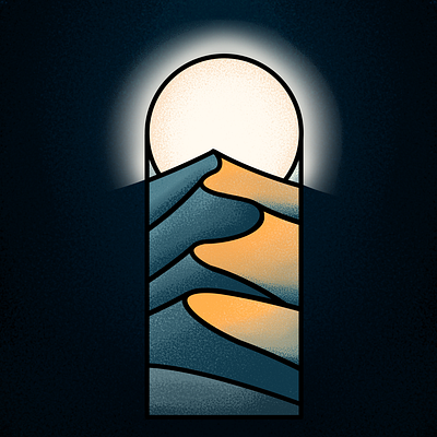 The Dunes and the Moon blue digital art digital illustration grey logo minimal minimalist procreate