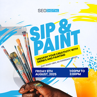 Sip and paint design branding flyer flyers graphic designer logo