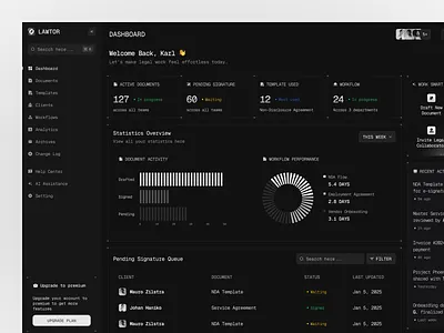Lawtor - Saas Legal Platform Dashboard branding chart dark mode dark mode design dashboard design desktop app legal legal platform monospace saas saas dashboard typography ui ui ux design ux ux design visual design web app