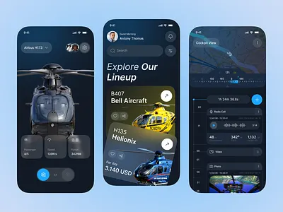 Helicopter Booking Mobile App – UI/UX Design aircraft airplane app design booking app clean ui configuration crm flight booking helicopter app helicopter booking mobile app design mobile ui modern app product design saas software travel app travel booking travel ui vehicle