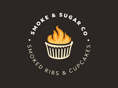 Smoke & Sugar Co. Logo bakery brand design brand identity branding catering cupcake design digital art fire graphic design grill logo marketing smokehouse vector