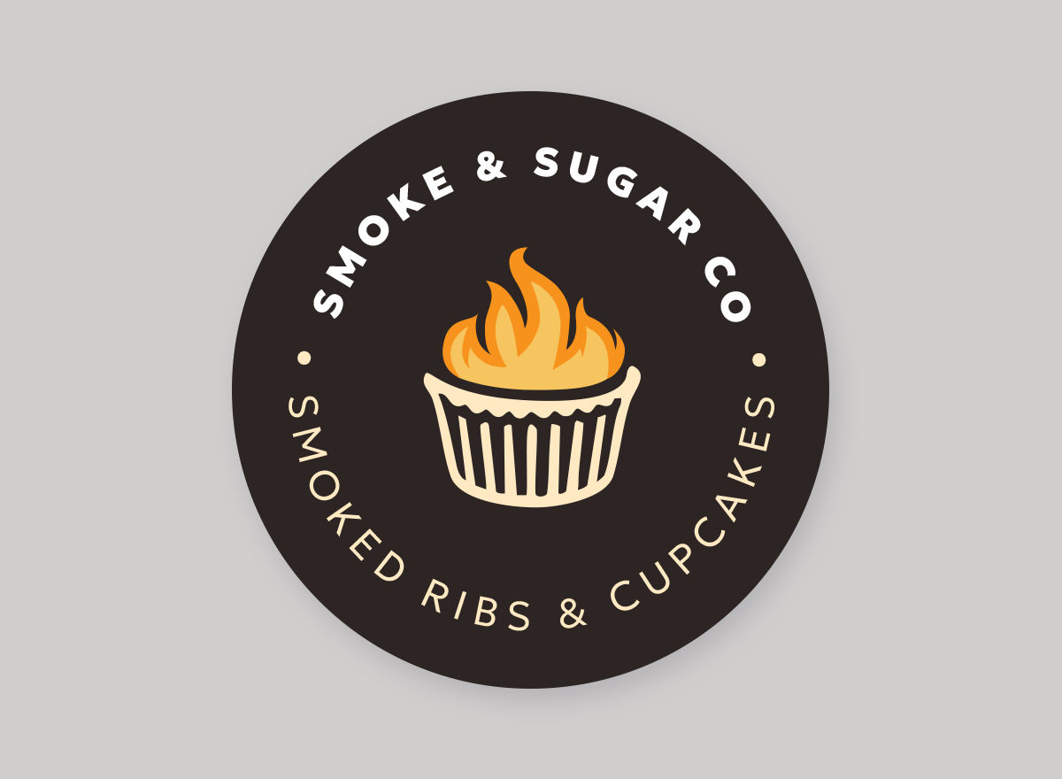 Smoke & Sugar Co. Logo bakery brand design brand identity branding catering cupcake design digital art fire graphic design grill logo marketing smokehouse vector