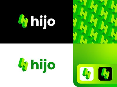 Hijo — Modern 3D Gradient Logo Design 3d logo brand branding design gradient logo h icon isometric logo logo logo design modern logo