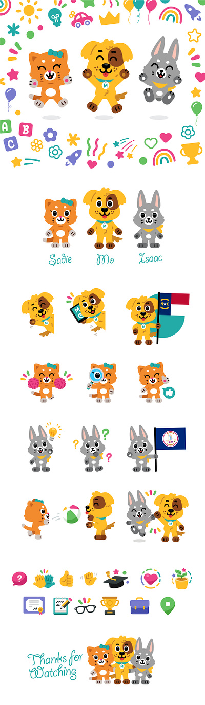 Mosaic Therapy Characters branding bunny cartoon cat character children cute digital dog doodle flat funny game icons illustration kids logo mascot play vector