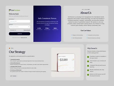 ZenPremium: High-Performance Investment Platform branding design figma figmadesign graphic design illustration logo ui uidesign uiux