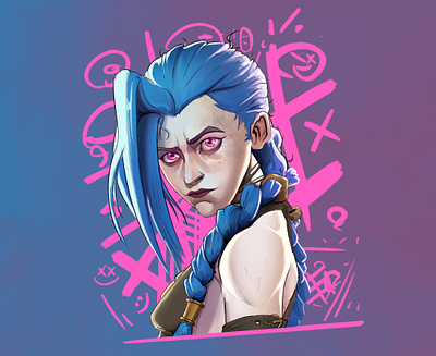 JINX FANART arcane arcane fan art arcane jinx cartoon cartoon illustration cartooning character design design fan art fortiche illustration jinx jinx league of legends portrait portrait art portraiture procreate