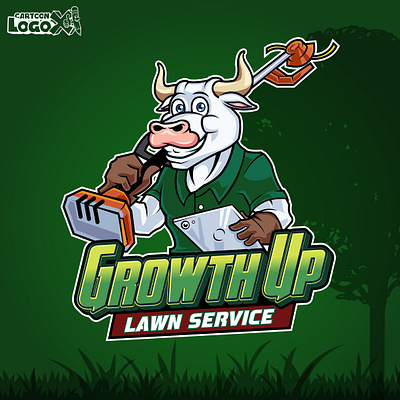 Creative Lawn Care Cartoon Logo for Growth Up - Cartoon LogoX animal mascot logo
