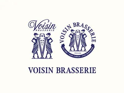 Voisin Brasserie • Branding brand identity branding brasserie emblem food forefathers group france french growcase lettering logo logo design logotype restaurant script tulsa oklahoma typography voisin