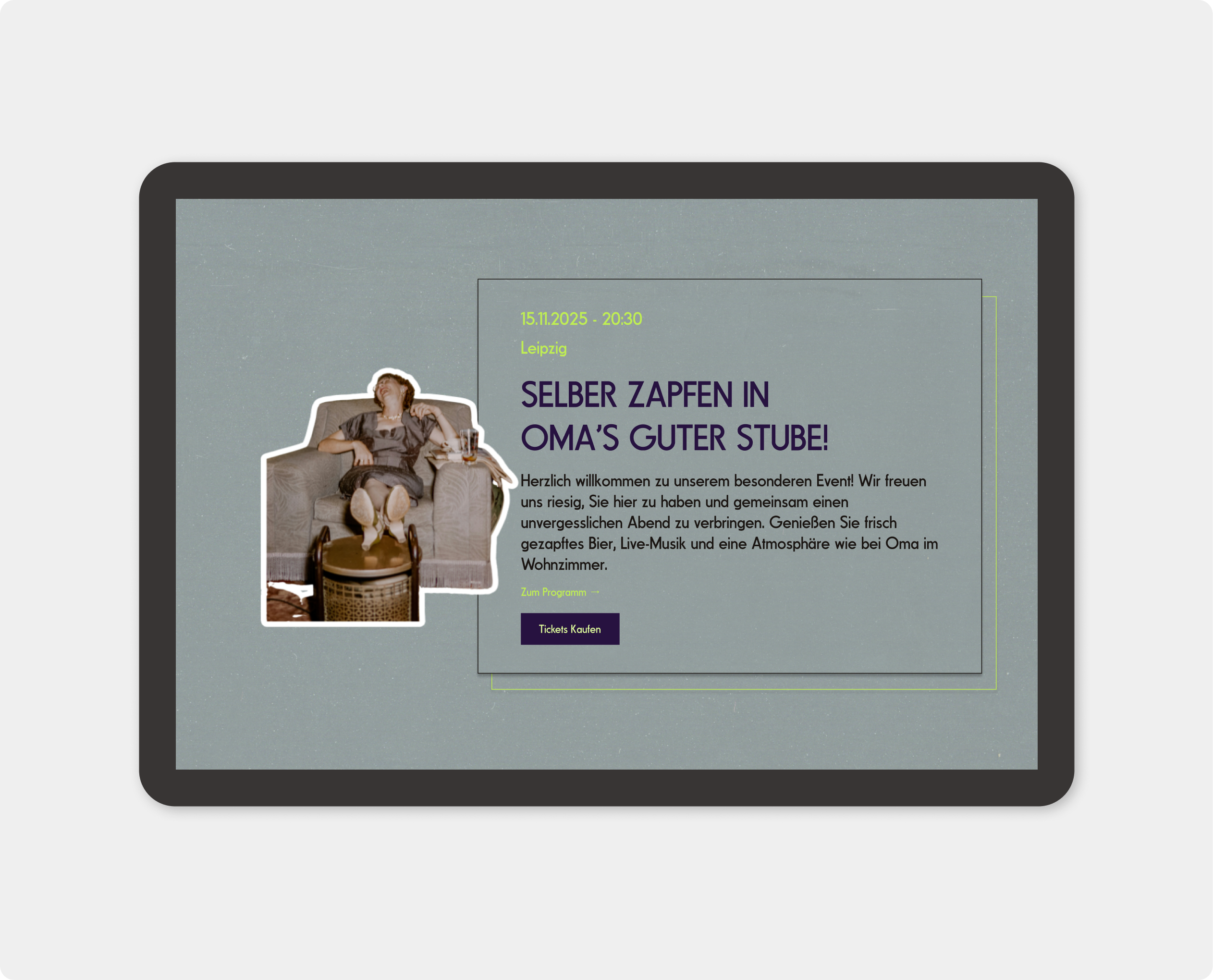 Gaststätte Kollektiv – DDR Nostalgia Events Module color creativedesign cutout digitaldesign nostalgia rechtangle shape ui userexperience userexperiencedesign userinterface userinterfacedesign ux webdesign websitedesign