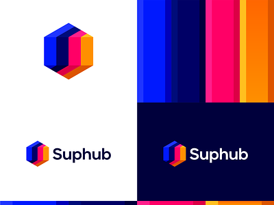 Subhub, building materials and supplies marketplace logo design building builder colorful construction energy efficient fair trade home homes house housing logistics logo logo design marketplace material procurement modern real estate s saas platform supplies supply chain sustainable materials