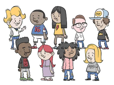 Junior High Friends cartoon cartoon character character doodle illustration kids