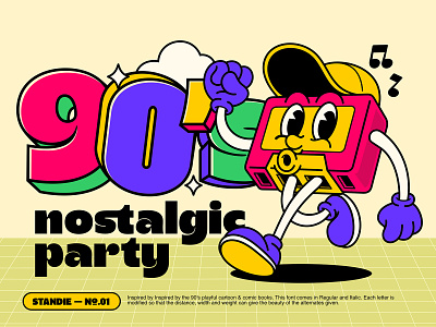 90s Nostalgic Party - Mascot branding design illustration logo mascot nostalgic poster vector