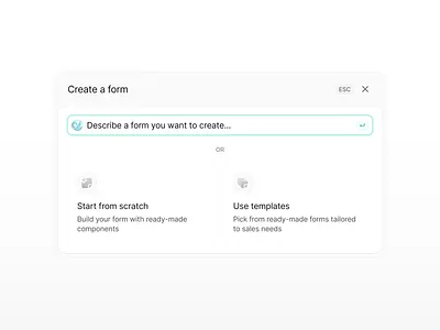 Create a form [Modal] ai builder chat clean create form form builder modal modal window saas templates ui ux