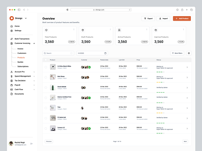 Product List UI | Overview SaaS clean dashboard crm dashboard minimal dashboard overview overview dashboard product product customer product ui product ux saas ui dashboard