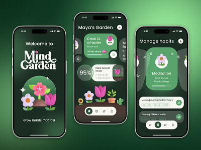 Mind Garden | Plant-Themed Habit Tracking App app app design apps design graphic design illustration interface design mobile mobile app mobile design mobile interface ui uiux