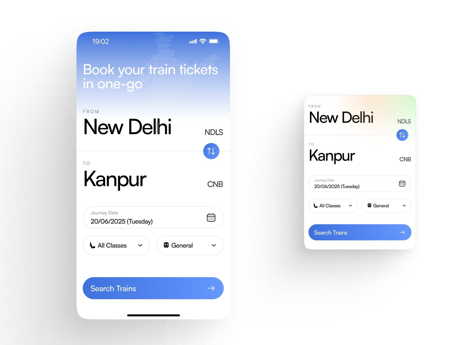 IRCTC - Ticket Booking App UI app app ui flight booking minimal ui ticket train train booking ui