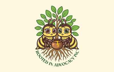 Bee Friends Mascot Logo – Rooted in Advocacy animal cartoon bee cartoon bee logo bee mascot brand design branding cartoon cartoon character cartoon logo character design clean logo cute cartoon cute logo illustration kawaii cartoon logo mascot brand mascot logo rooted vector logo