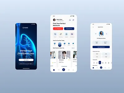 MedIQ-Medical App app design consultation diagnosis doctor doctor app doctor appoinment app health health app health care health consultations hospital medical medical app medical care medical design medicine patient pharmacy telemedicine treatments