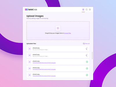 SolidGrids / Web App agency app design design studio illustration image processing product product design ui upload images ux ux design vector web app website