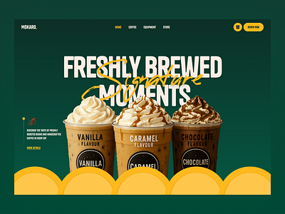 Mokaro- Coffee Shop Header Exploration cafe coffee coffee bean coffee cup coffee shop coffee shop ui cup design drink food and bevarage food and drink food delivery food order header header exploration rifath ui uiux web website