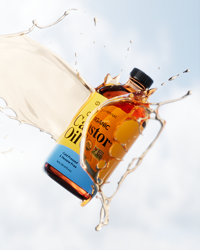 Castor Oil: 3D Product Renders for E-commerce 3d animation 3d designer 3d fluid simulation 3d for ecommerce 3d modeling 3d product design 3d product renders 3d render cgi cinema4d motion design redshift