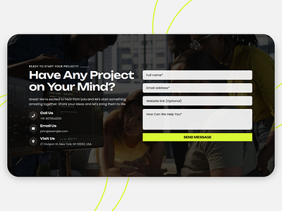 Modern Contact & Project Inquiry Form UI contact us creative ageny dark theme form design landing page minimal design modern ui project inquery ui ui design ux design web design