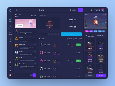 Video game dashboard app characters dashboard dashboard ui dashboard ux discord game game app game dashboard game design game interface game ui interface online chat player skins ui ux video game weapons dashboard