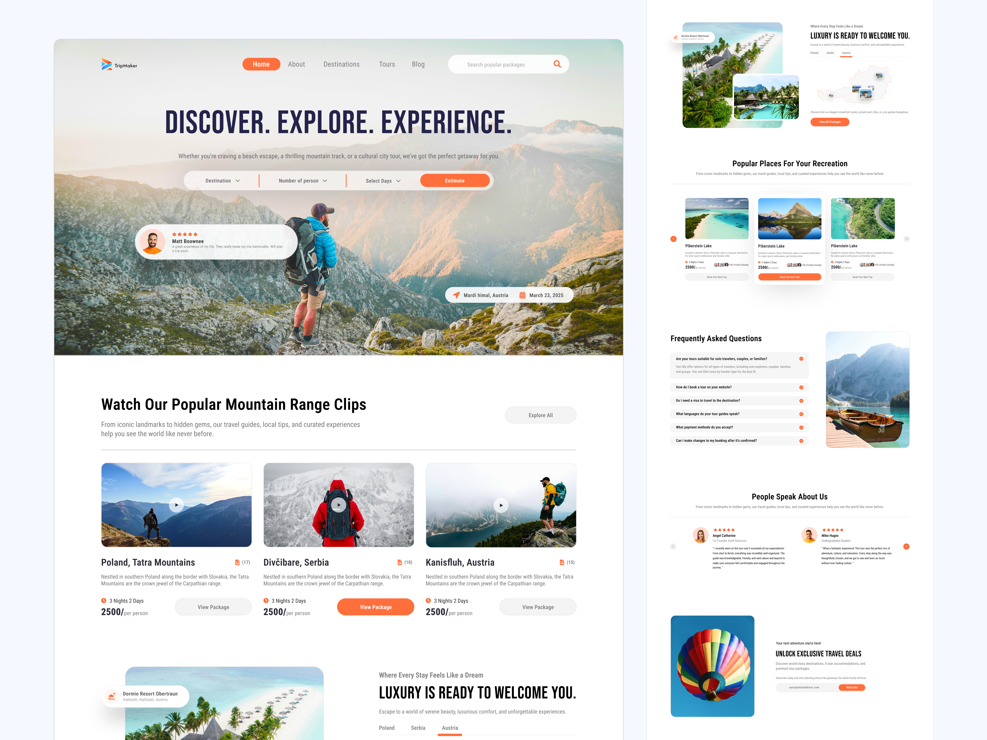 Tourism Website Inspiration branding business design graphic design homepage landing page landing page design tourism travel ui webpage