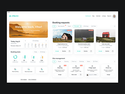 Wildpoint.com, host dashboard animation booking camping chart color dashboard data design housing illustration information inner system interaction listings product design travel ui ux web website