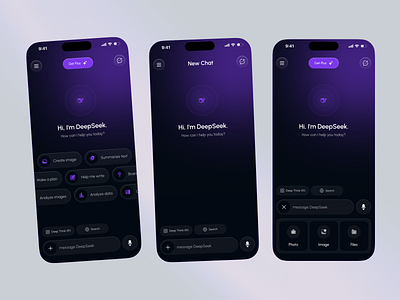 DeepSeek - AI Assistant Mobile App ai ai app ai app design ai assistant ai chat ai chat app ai chat bot ai mobile app app design artificial intellegance chat bot deepseek ios app ios design mobile app mobile app design speech to text app ui design voice recognition