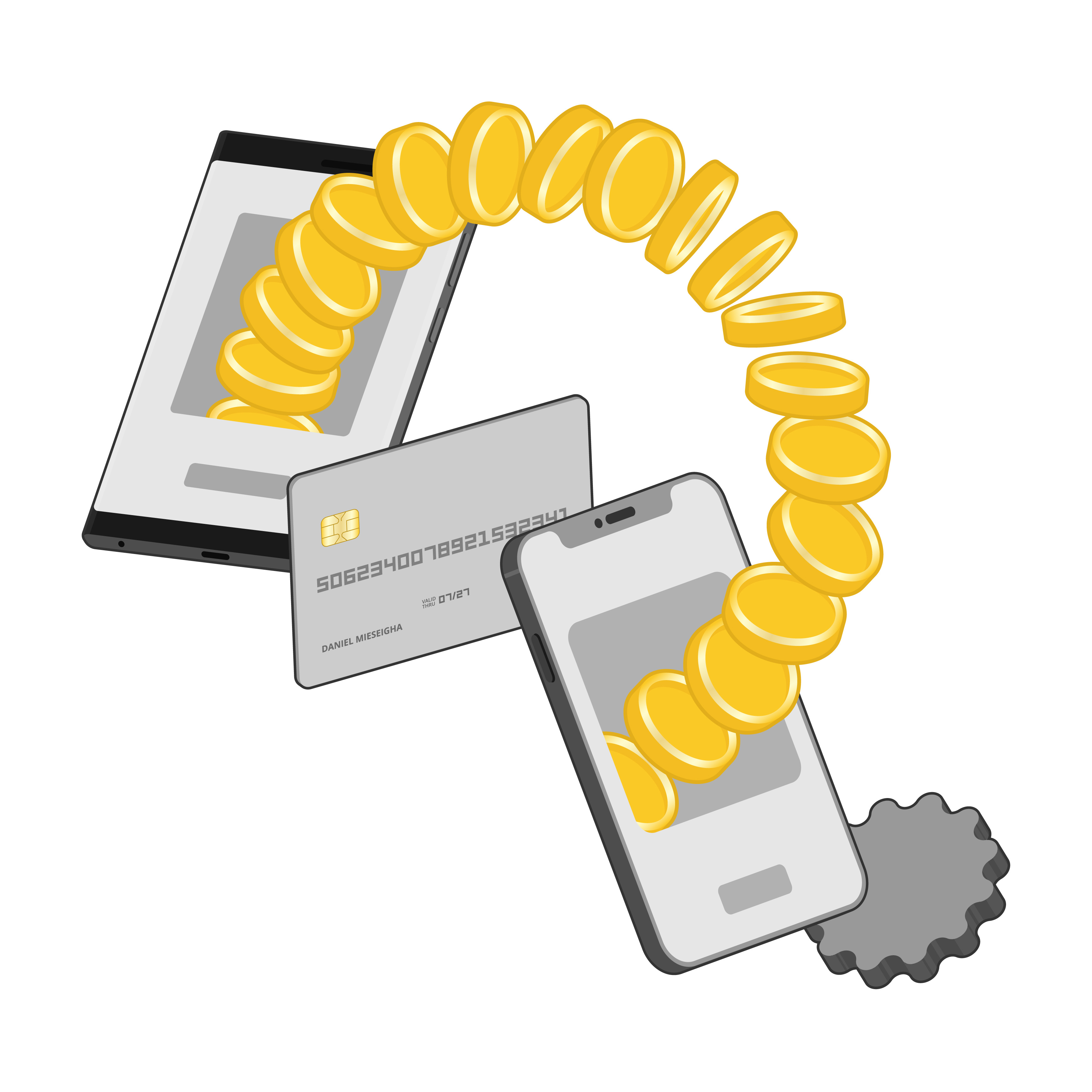 Token Transfer illustration online banking ui