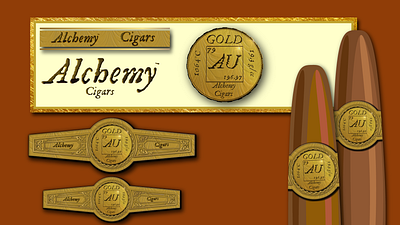 Alchemy Cigars – Luxury Gold Label Design 3d animation branding cigar design drawing graphic design illustration label logo mascot motion graphics packaging portrait ui vector