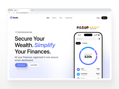 Clean & Minimal Finance Hero Section budget management app figma finance finance app fintech fintech app graphic design hero hero section design light theme minimal mockup navigation