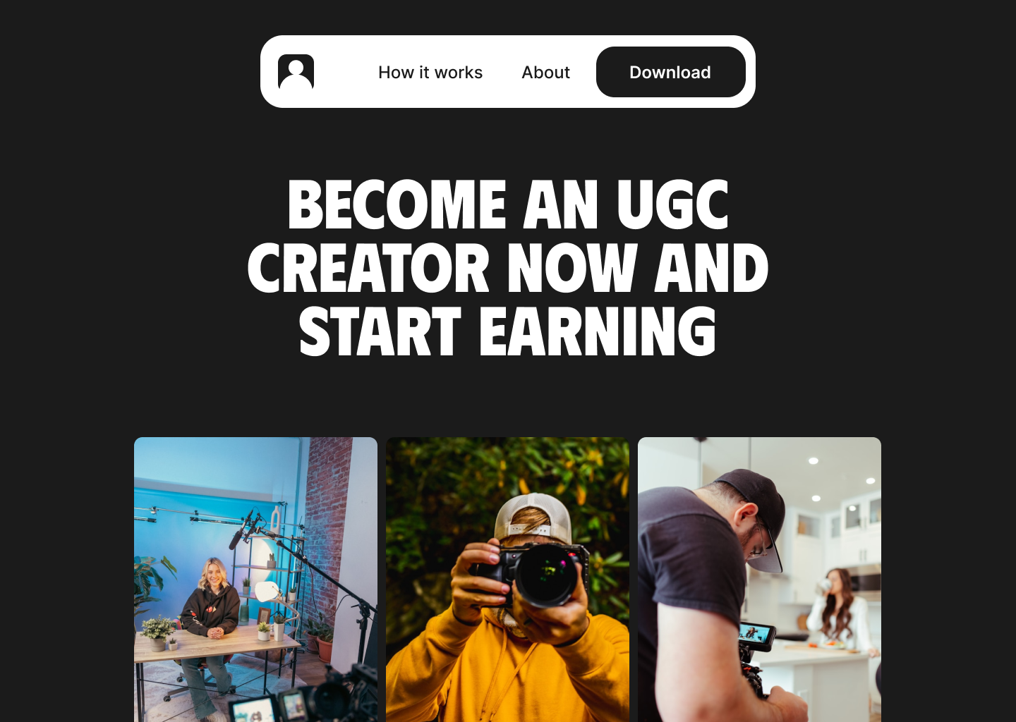 UGC Content Generation App Landing Page app app landing page app launch creative agency design design inspiration hero design hero starter design inspiration landing page ui design website