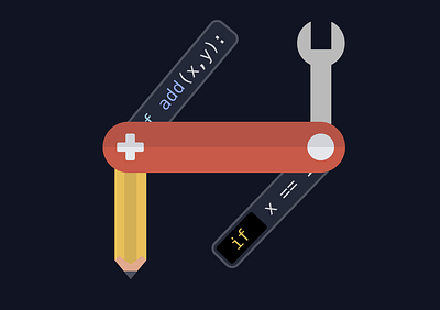 Programming Swiss Army Knife graphic design illustration