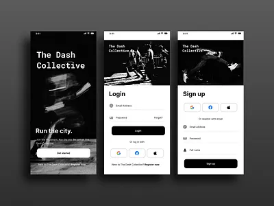 The Dash Collective – Running Club App appconcept appdesign dailyui designportfolio digitaldesign figma interface login mobileappdesign productdesign runnersapp runningclub signup splashscreen uidesign uidesigner uiux uxdesign uxdesigner uxuidesign