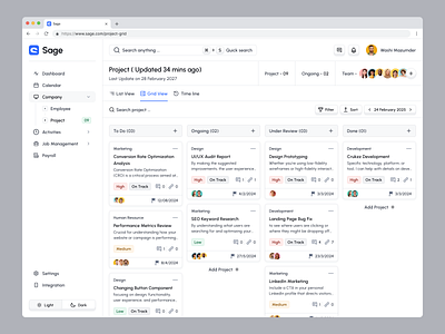 Sage HR Admin Web App_Project Kanban Board adminpaneldesign dashboarddesign employee hr software hrsoftware human resources kanban kanban board productdesign project management tool saasdesign saasproject sage task list taskmanagement tasks ui uiux uiuxdesign ux