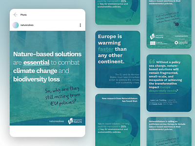 Nature based solutions in EU policies for Instagram biodiversity climate change design eu europe global warming horizon europe instagram instagram post nature nature based solutions network nature social media social media posts sustainability typography