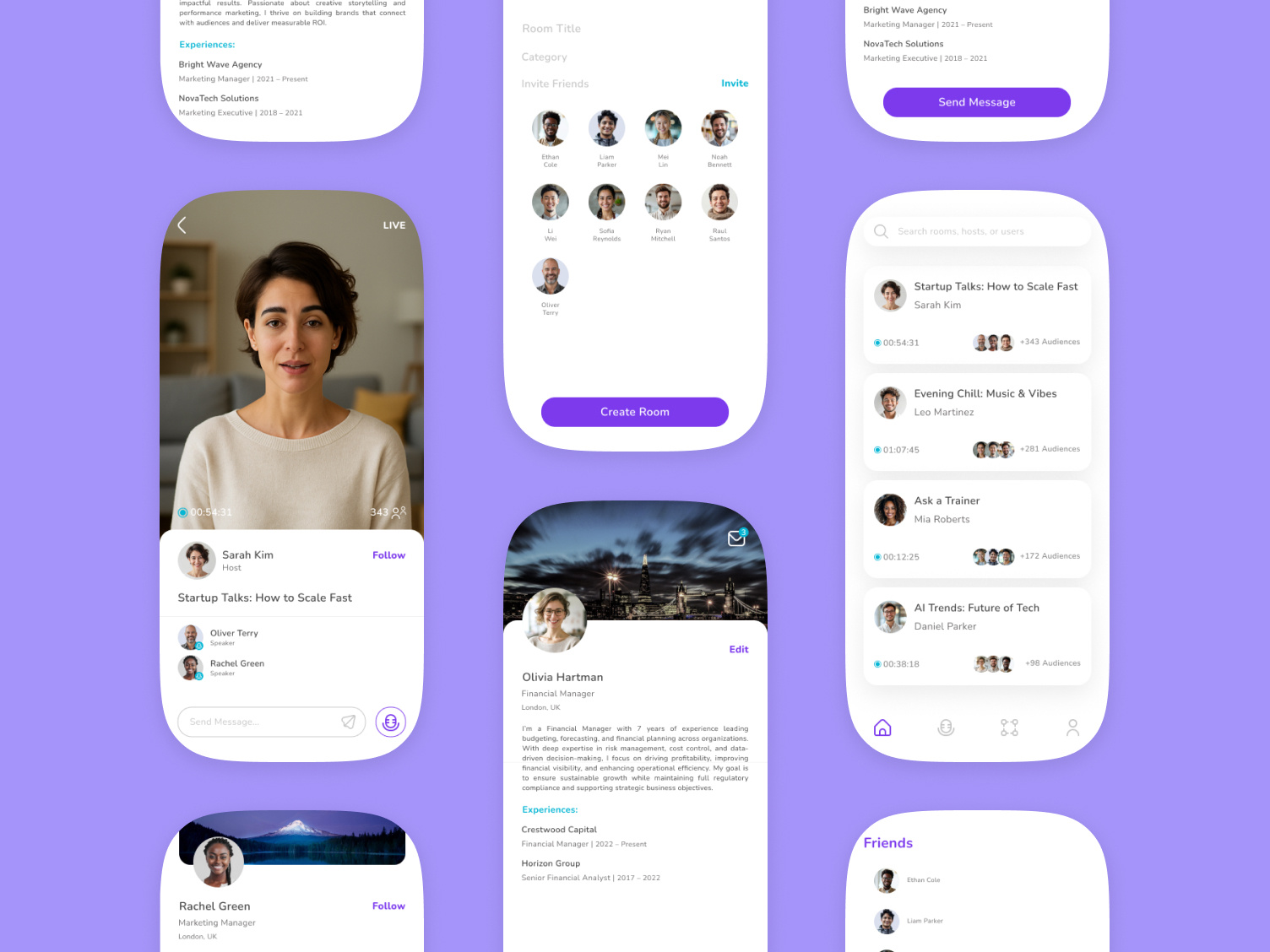 Real-Time Live Video & Audio Rooms app appdesign chat chatroom message mobile mobileui room ui uidesign uiux ux uxresearch